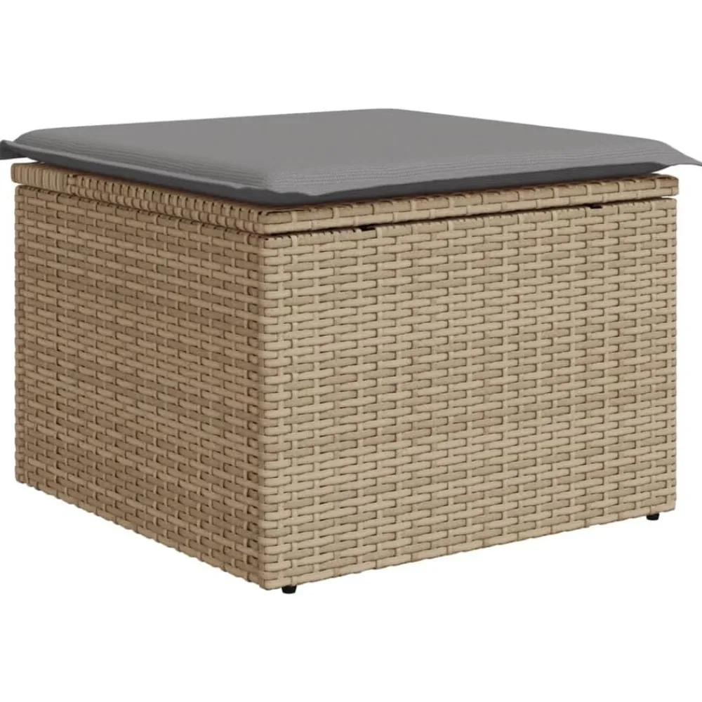 Tuinkruk met kussen 55x55x37 cm poly rattan beige>vidaXL Best
