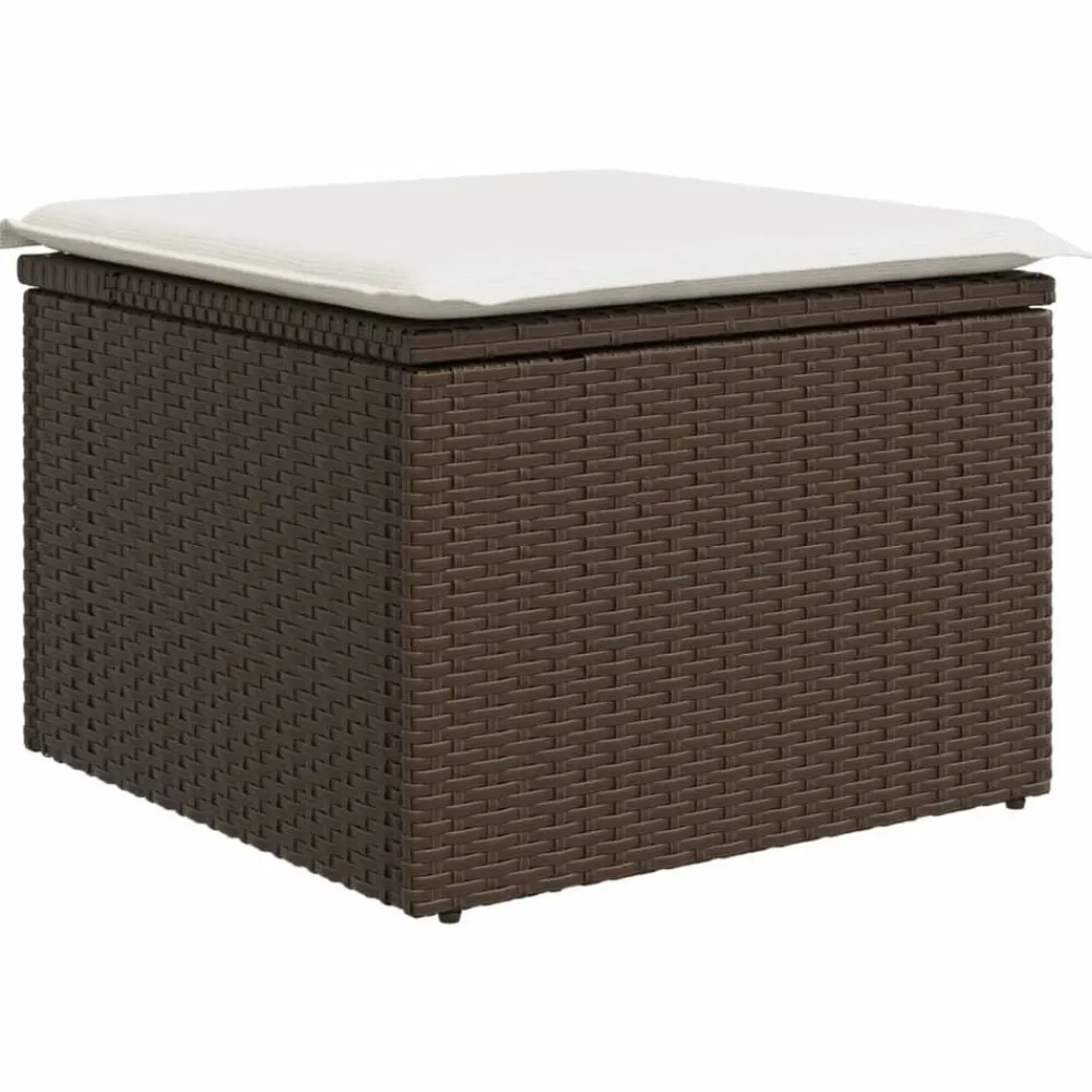 Tuinmeubelen*vidaXL Tuinkruk met kussen 55x55x37 cm poly rattan Bruin