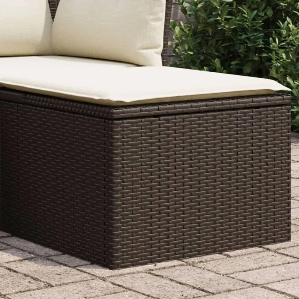 Tuinmeubelen*vidaXL Tuinkruk met kussen 55x55x37 cm poly rattan Bruin