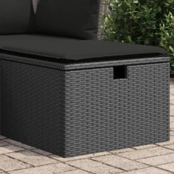 Tuinmeubelen*vidaXL Tuinkruk met kussen 55x55x37 cm poly rattan Zwart