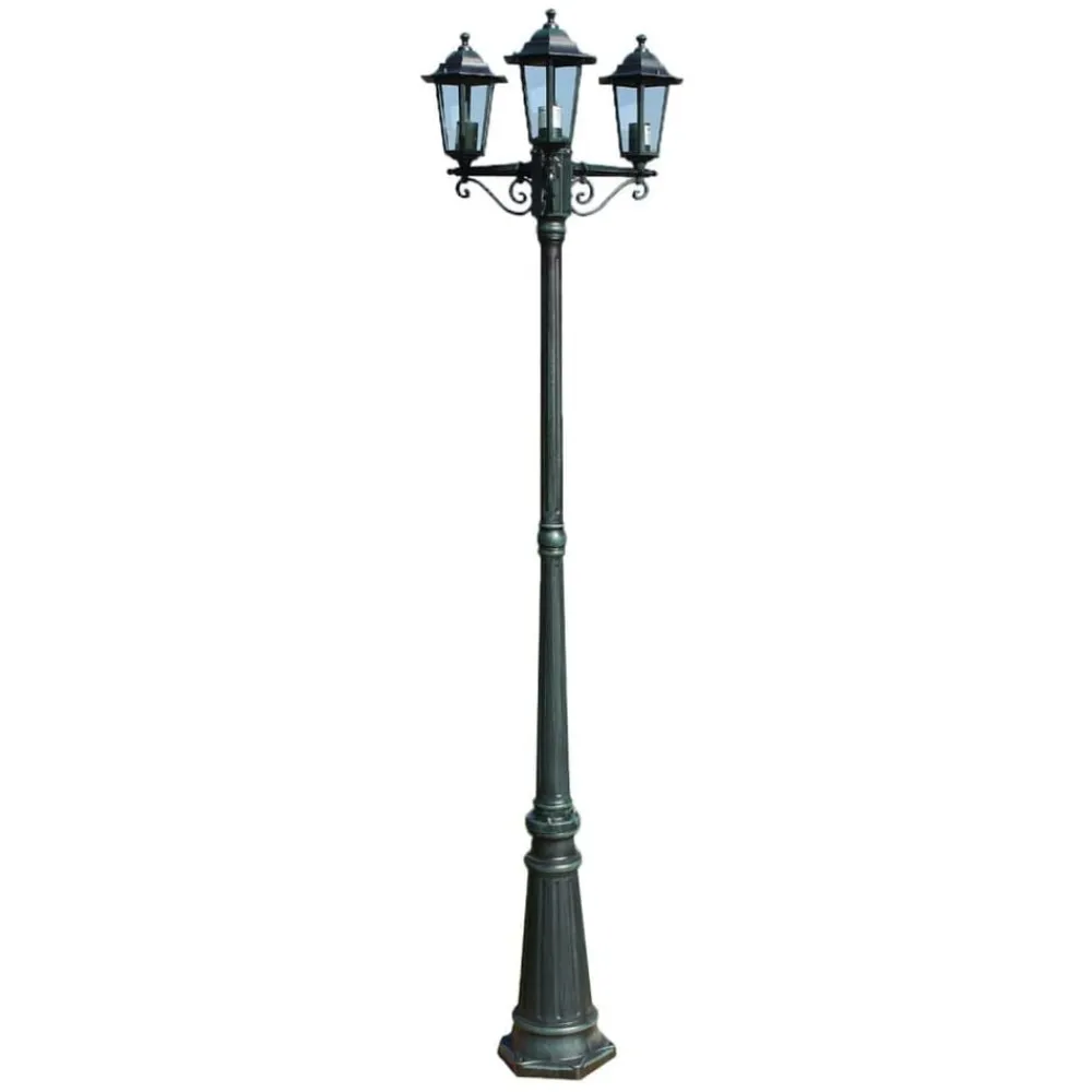 Verlichting*vidaXL Tuinlantaarn met 3 armen 215 cm aluminium /zwart Donkergroen