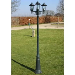 Verlichting*vidaXL Tuinlantaarn met 3 armen 215 cm aluminium /zwart Donkergroen