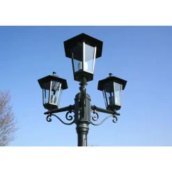 Verlichting*vidaXL Tuinlantaarn met 3 armen 215 cm aluminium /zwart Donkergroen