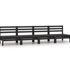 Tuinmiddenbank 4 st massief grenenhout zwart>vidaXL Sale