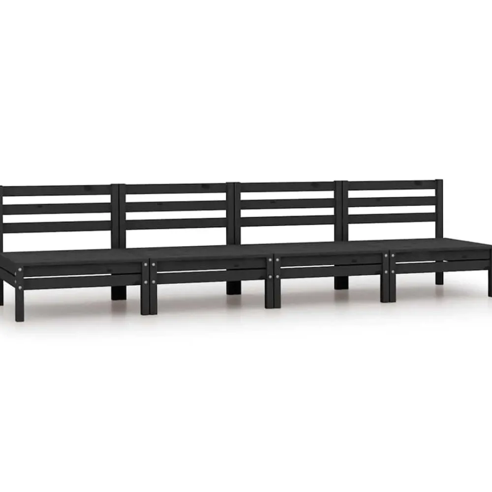 Tuinmiddenbank 4 st massief grenenhout zwart>vidaXL Sale