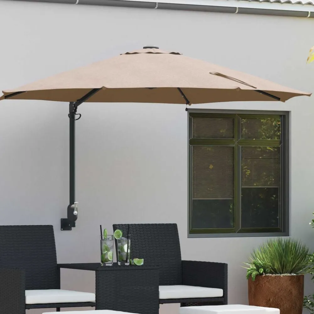 Tuin & Gazon*vidaXL Tuinparasol 248 x 248 x 148 cm Polyester en staal Taupe