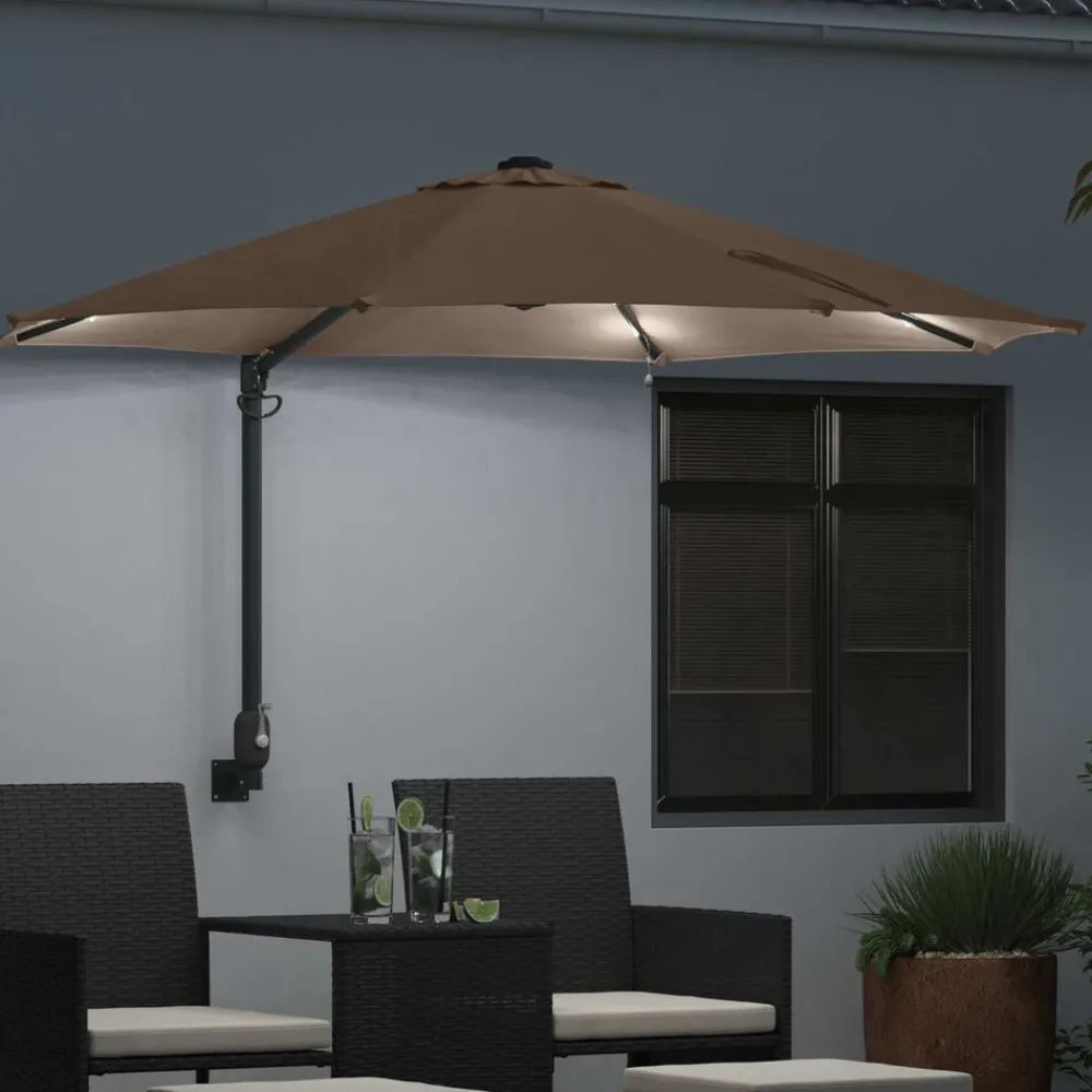 Tuin & Gazon*vidaXL Tuinparasol 248 x 248 x 148 cm Polyester en staal Taupe