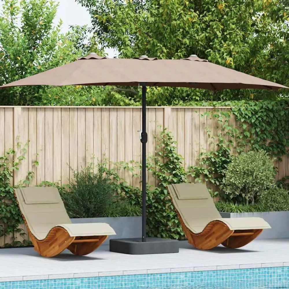 Tuin & Gazon*vidaXL Tuinparasol 385 x 209 x 244 cm Polyester en staal Taupe