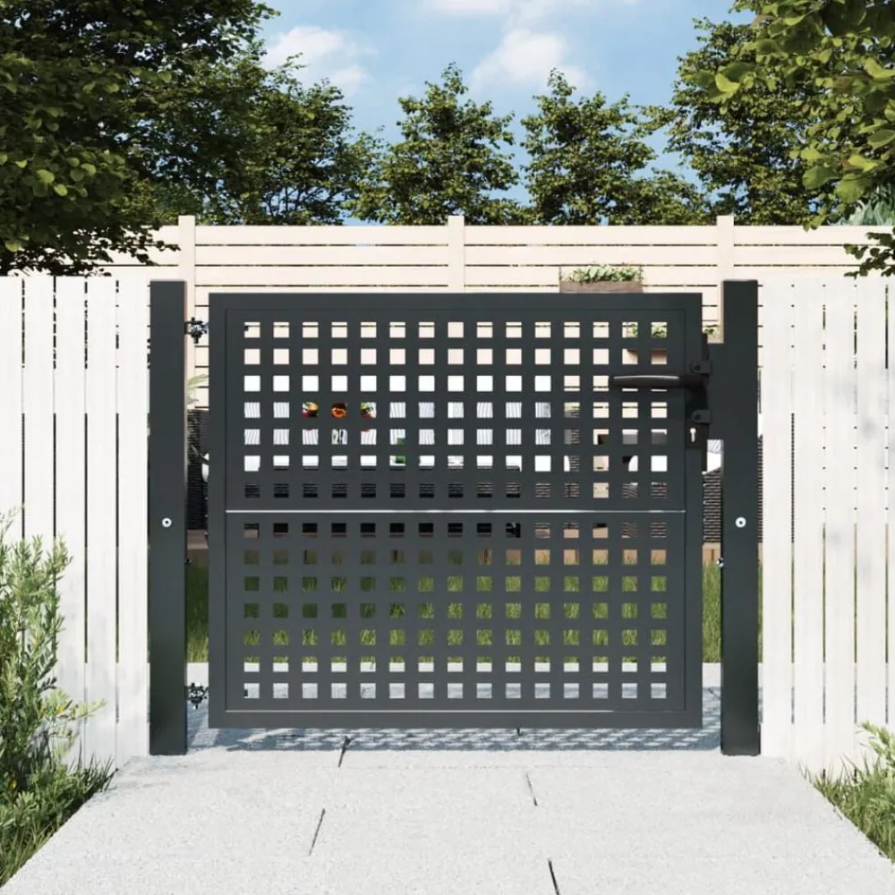 Tuinafscheidingen*vidaXL Tuinpoort Antraciet 100x75 cm Staal