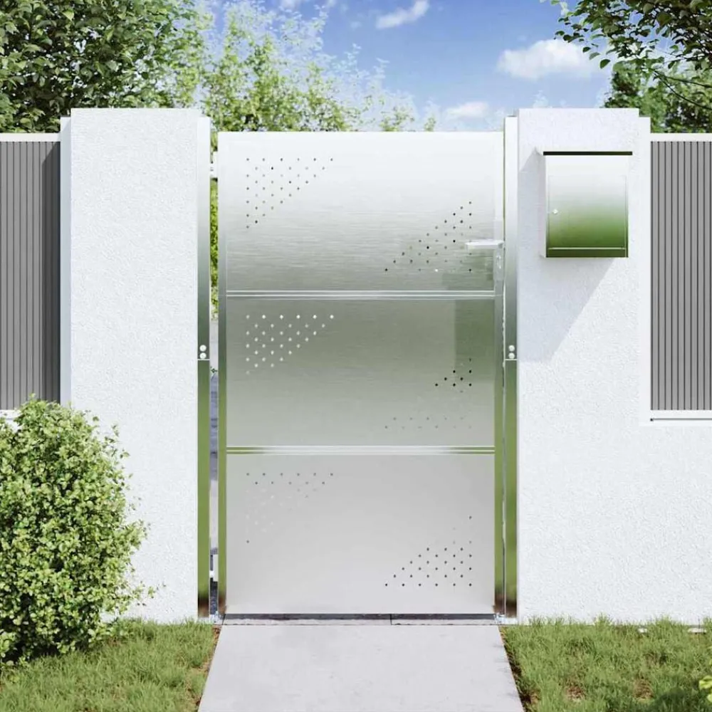 Tuinpoort met slot Zilver 85 x 144 cm Roestvrij staal>vidaXL Hot