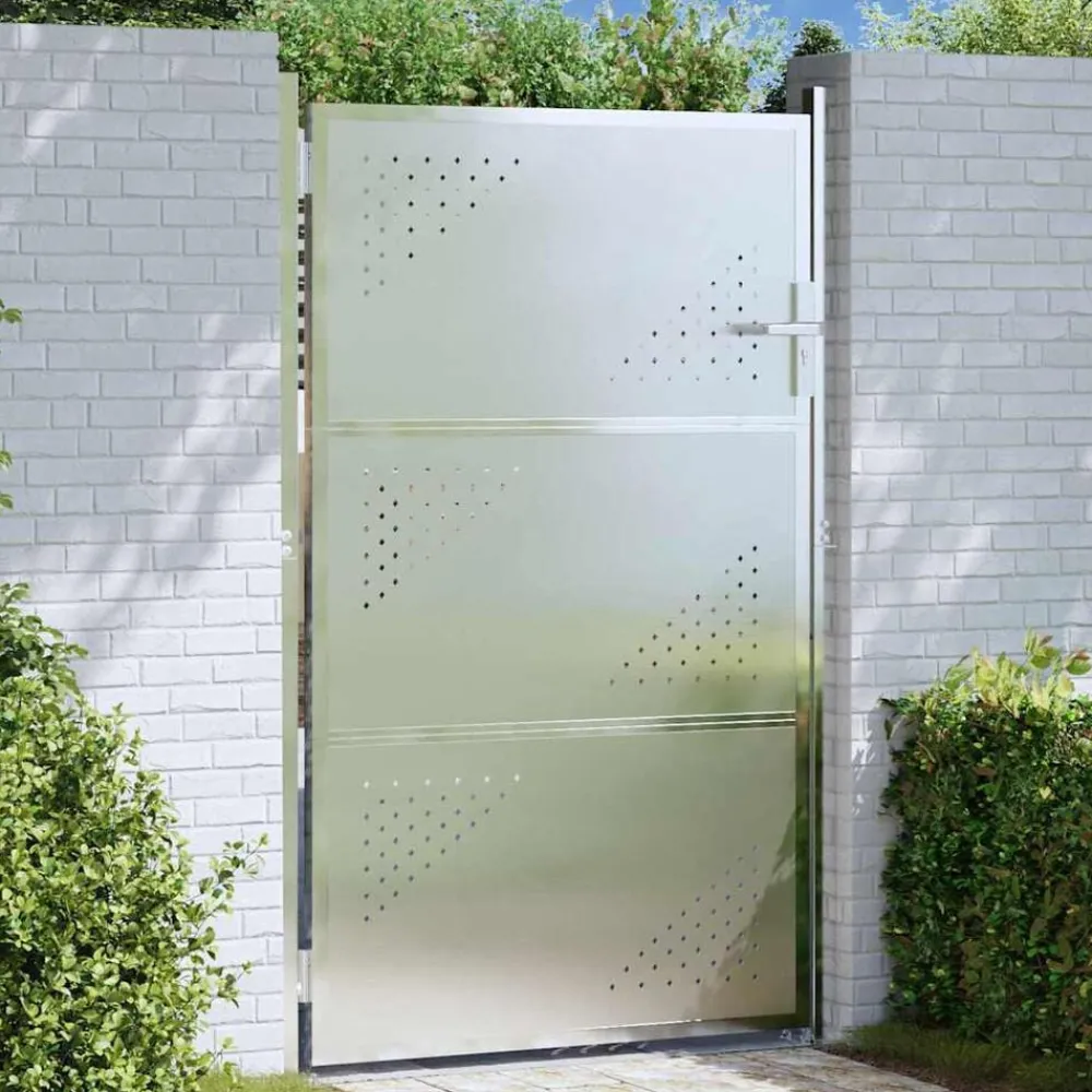 Tuinpoort met slot Zilver 85 x 120 cm Roestvrij staal>vidaXL Sale