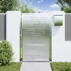 Tuinafscheidingen*vidaXL Tuinpoort met slot Zilver 85 x 120 cm Roestvrij staal