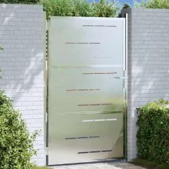 Tuinpoort met slot Zilver 85 x 144 cm Roestvrij staal>vidaXL