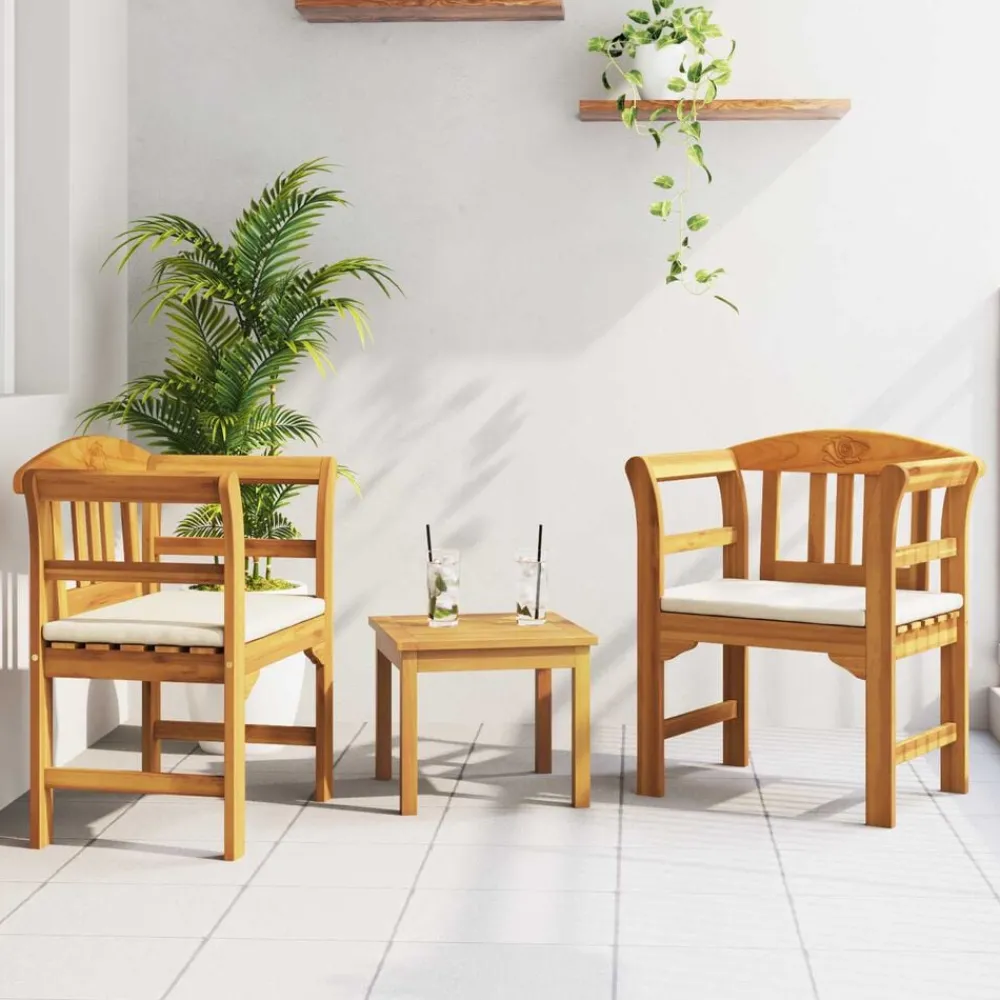 Tuinrozelounge set met kussen 3 pcs Massief Acaciahout>vidaXL Outlet