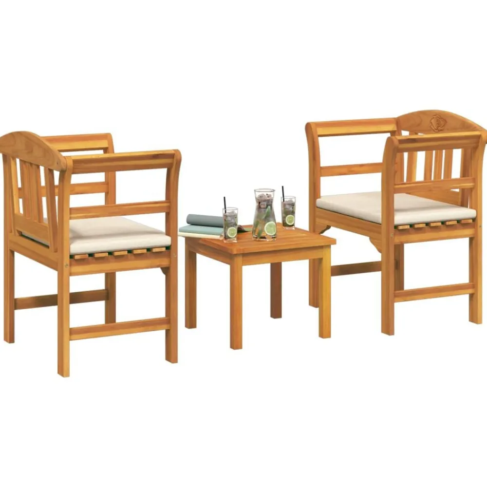 Tuinrozelounge set met kussen 3 pcs Massief Acaciahout>vidaXL Outlet
