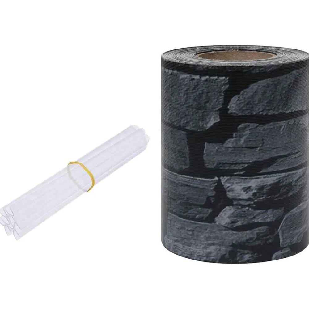 Tuinscherm steen-look 35x0,19 m PVC grijs>vidaXL Online