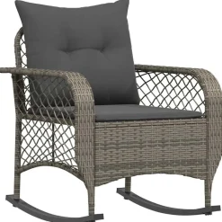 Tuinschommelstoel met kussens poly rattan>vidaXL Outlet
