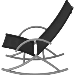 Tuinmeubelen*vidaXL Tuinschommelstoelen 2 st staal en textileen zwart