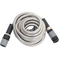 Tuinslang met sproeikop 0,6'' 7,5 m roestvrij staal zilverkleur><noscript><img width=