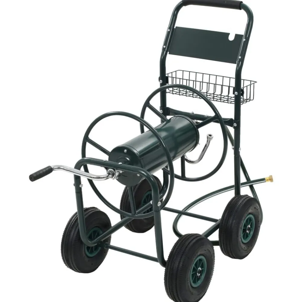 Tuinslangtrolley met 1/2" slangkoppeling 75 m staal>vidaXL New