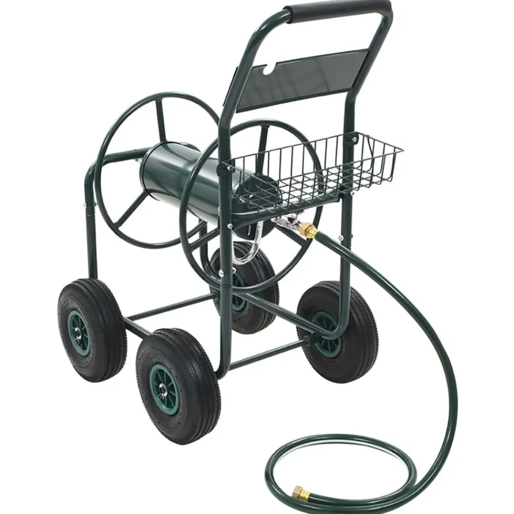 Tuinslangtrolley met 1/2" slangkoppeling 75 m staal>vidaXL New