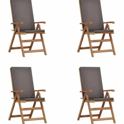 Tuinmeubelen*vidaXL Tuinstoel 4 pcs Bruin en 57 x 71.5 x 104 cm Grijs