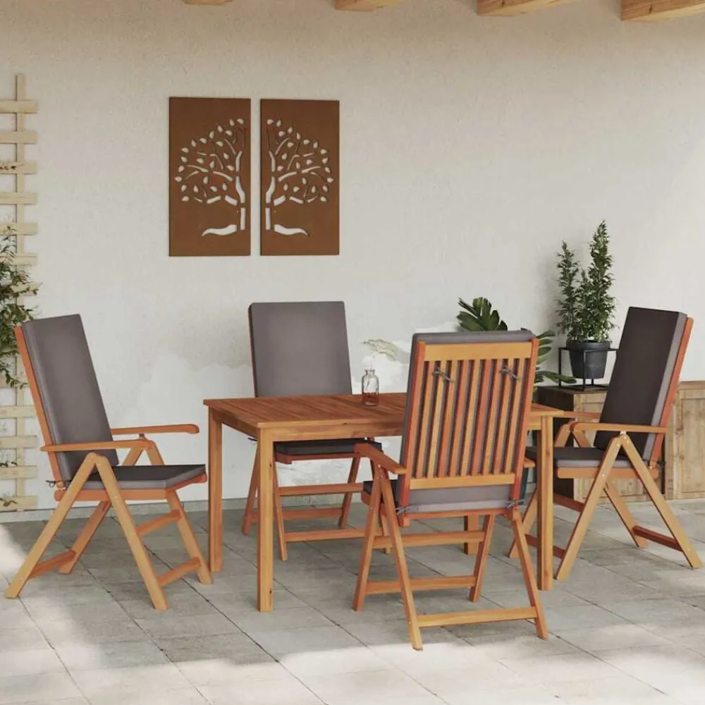 Tuinmeubelen*vidaXL Tuinstoel 4 pcs Bruin en 57 x 71.5 x 104 cm Grijs