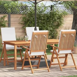 Tuinmeubelen*vidaXL Tuinstoel 4 pcs Bruin en wit 57 x 71.5 x 104 cm Cr&egrave;me