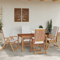 Tuinmeubelen*vidaXL Tuinstoel 4 pcs Bruin en wit 57 x 71.5 x 104 cm Cr&egrave;me