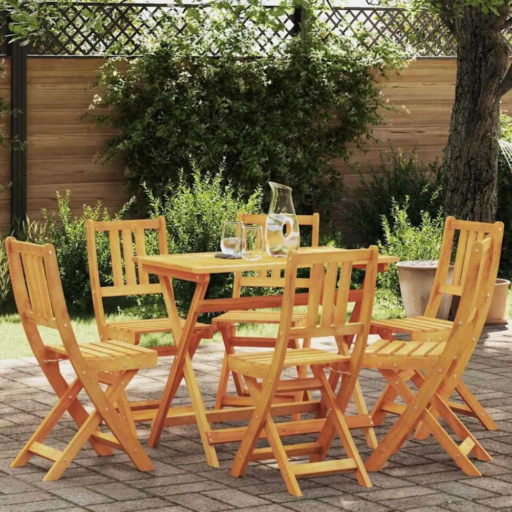 Tuinstoel 6 pcs Olie naturel 40 x 42 x 85 cm Massief Acaciahout>vidaXL New
