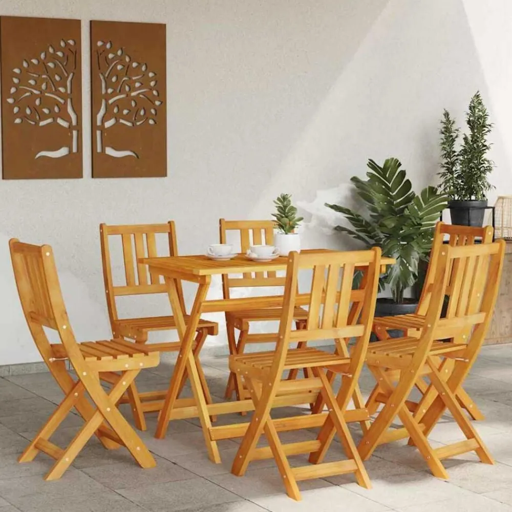Tuinstoel 6 pcs Olie naturel 40 x 42 x 85 cm Massief Acaciahout>vidaXL New