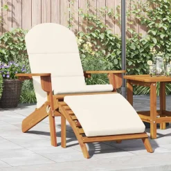 Tuinmeubelen*vidaXL Tuinstoel Adirondack met voetensteun massief acaciahout Bruin en cr&egrave;me
