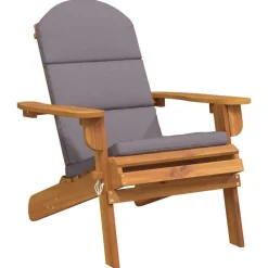Tuinmeubelen*vidaXL Tuinstoel Adirondack met kussens massief acaciahout Bruin en grijs