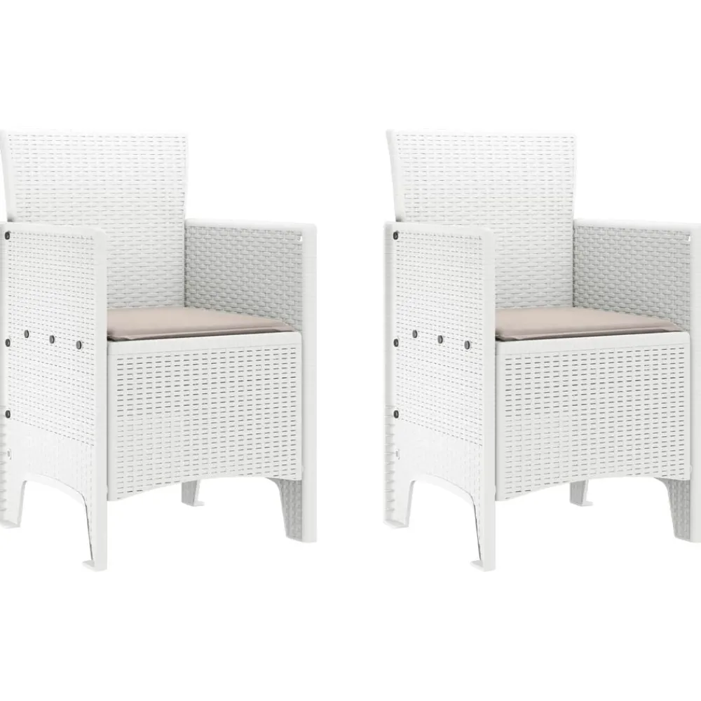 Tuinmeubelen*vidaXL Tuinstoel met kussen 2 pcs Wit 53 x 49 x 85 cm Polypropyleen
