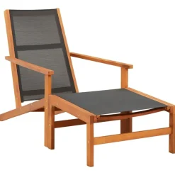 Tuinstoel met voetensteun massief eucalyptushout en textileen>vidaXL Outlet