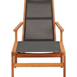 Tuinstoel met voetensteun massief eucalyptushout en textileen>vidaXL Outlet