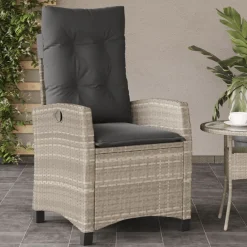 Tuinstoel verstelbaar met kussens poly rattan>vidaXL Online