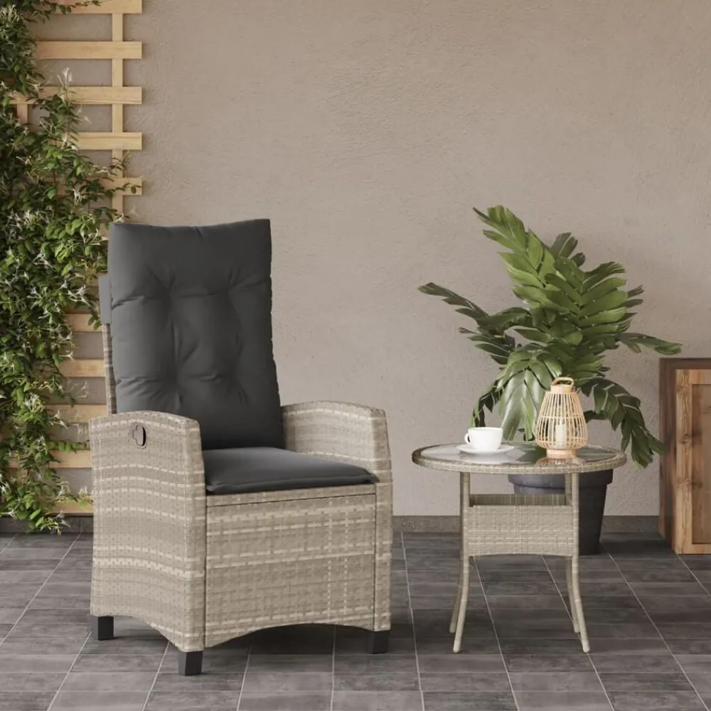 Tuinstoel verstelbaar met kussens poly rattan>vidaXL Online