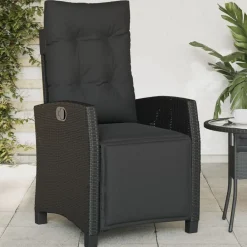 Tuinstoel verstelbaar met voetensteun poly rattan>vidaXL New