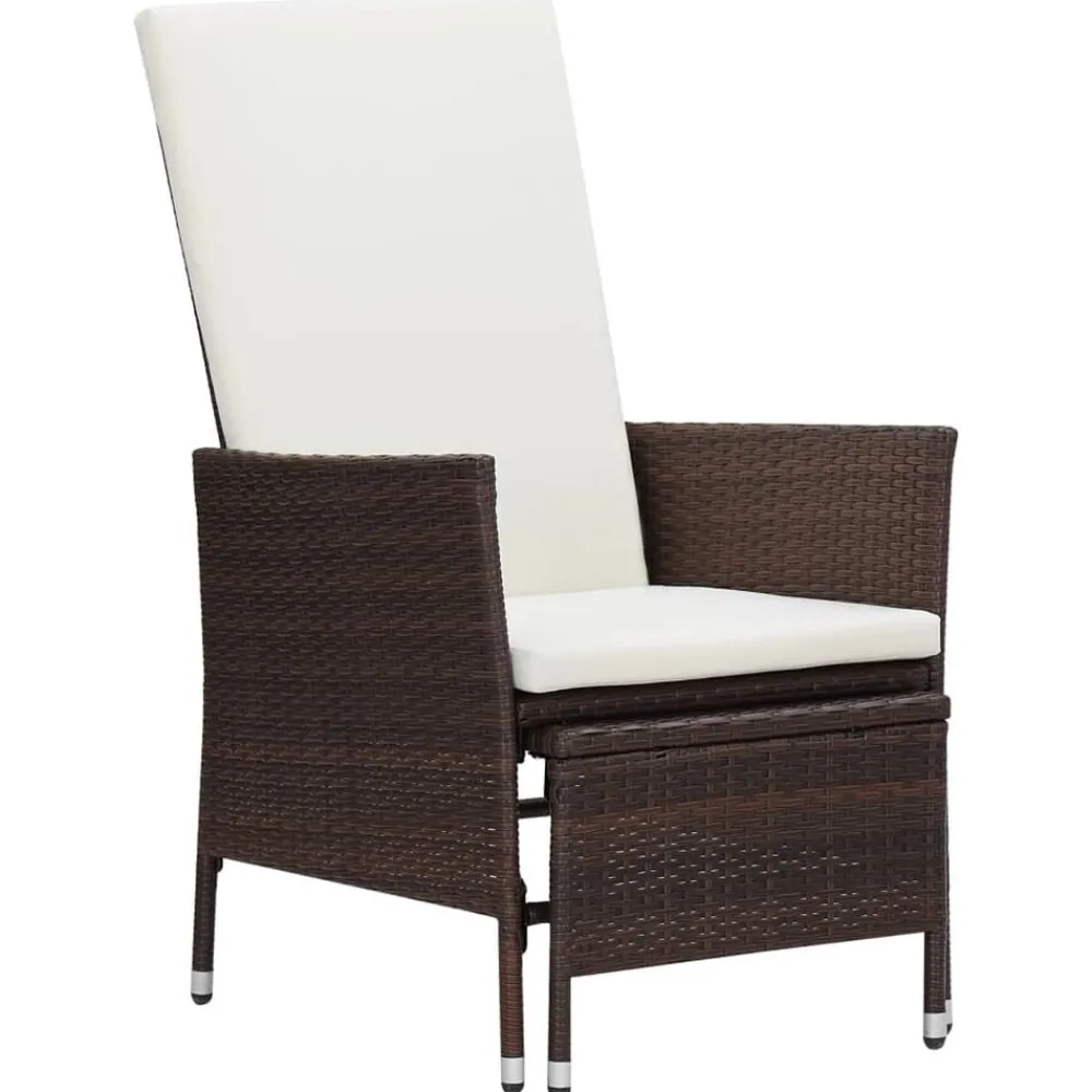 Tuinmeubelen*vidaXL Tuinstoel verstelbaar met kussens poly rattan Bruin