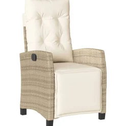 Tuinmeubelen*vidaXL Tuinstoel verstelbaar met voetensteun poly rattan Beige