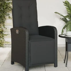 Tuinstoel verstelbaar met voetensteun poly rattan>vidaXL Outlet