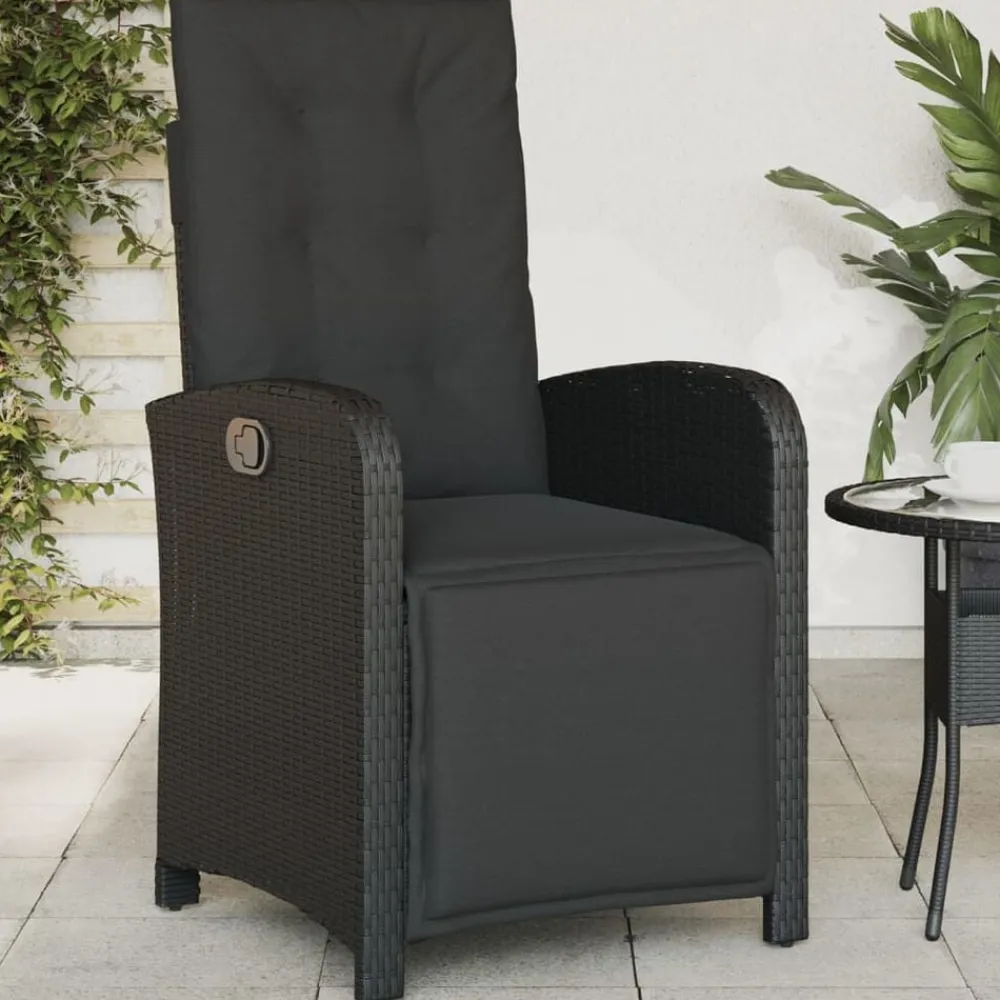 Tuinstoel verstelbaar met voetensteun poly rattan>vidaXL Outlet