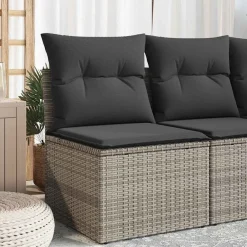Tuinstoel zonder armleuning met kussens poly rattan>vidaXL Outlet