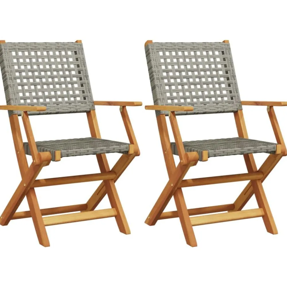 Tuinstoelen 2 st massief acaciahout en poly rattan>vidaXL Outlet