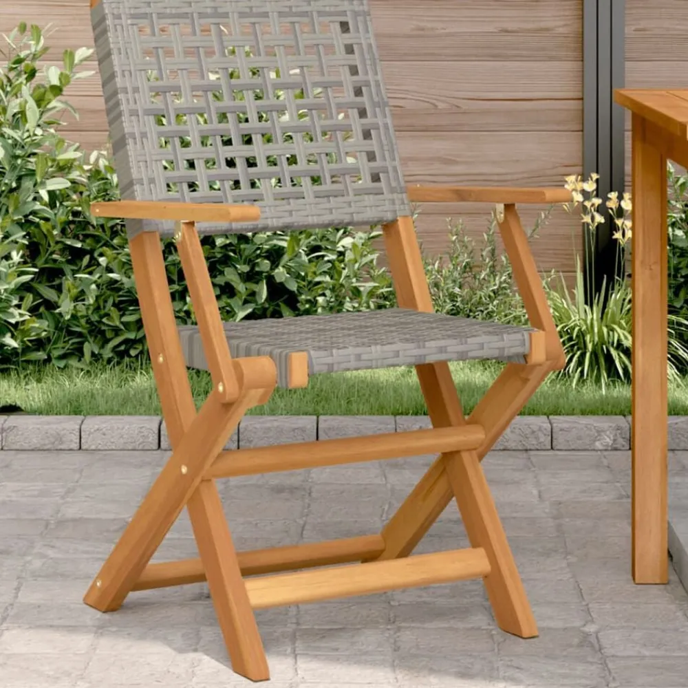 Tuinstoelen 2 st massief acaciahout en poly rattan>vidaXL Outlet