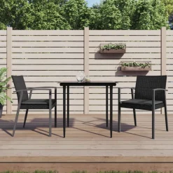 Tuinmeubelen*vidaXL Tuinstoelen 2 st met kussens 56,5x57x83 cm poly rattan Zwart