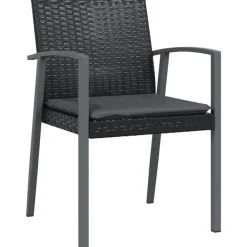 Tuinmeubelen*vidaXL Tuinstoelen 2 st met kussens 56,5x57x83 cm poly rattan Zwart