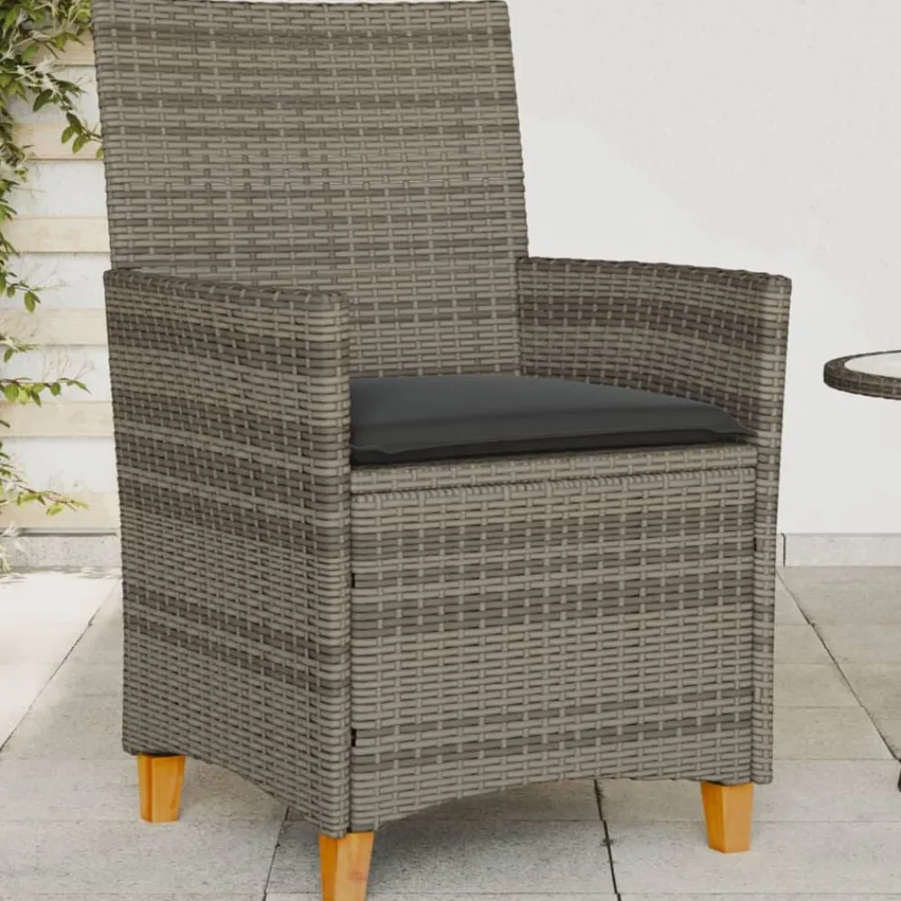 Tuinstoelen 2 st met kussens poly rattan en massief hout>vidaXL New