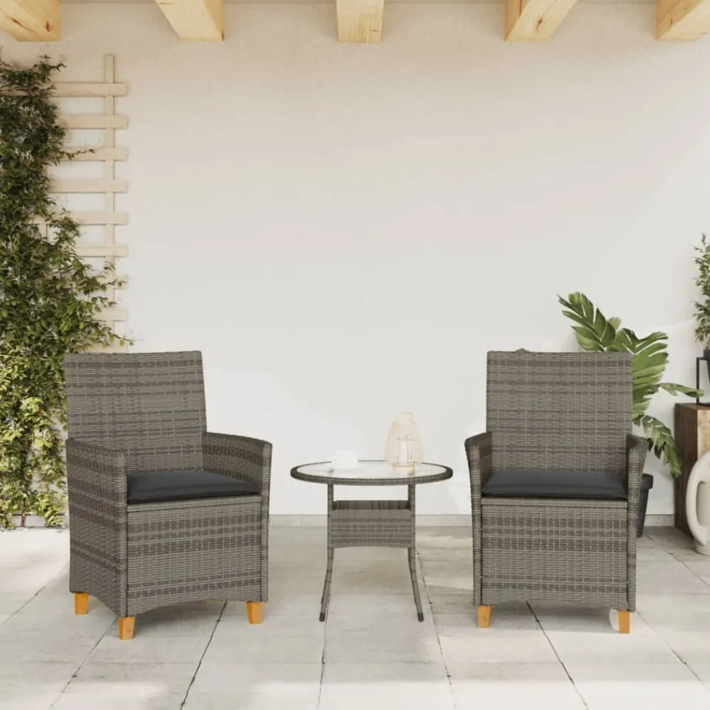 Tuinstoelen 2 st met kussens poly rattan en massief hout>vidaXL New